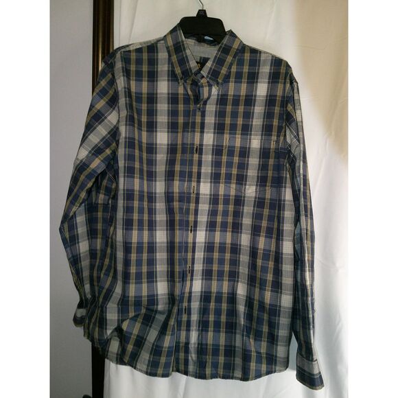 Lee Regular Fit Blue & Yellow‎ Plaid Button-Down Casual Shirt Size L - Picture 1 of 3